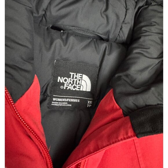 THE NORTH FACE Goose Down Long Red Winter Puffer Parka Jacket Coat Womens XS - Picture 4 of 8